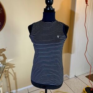Polo Ralph Lauren Navy & White Striped Sleeveless Knit Top